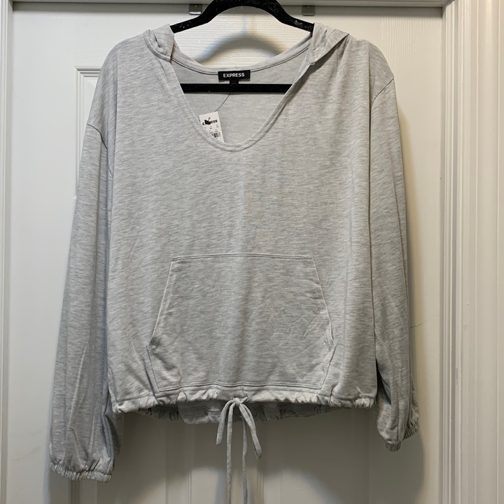 Express Heather Grey cinched bottom hoodie, size medium